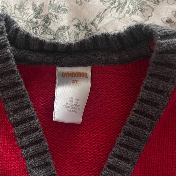 Gymboree Red Sweater with Gray Trim - Picture 2 of 6